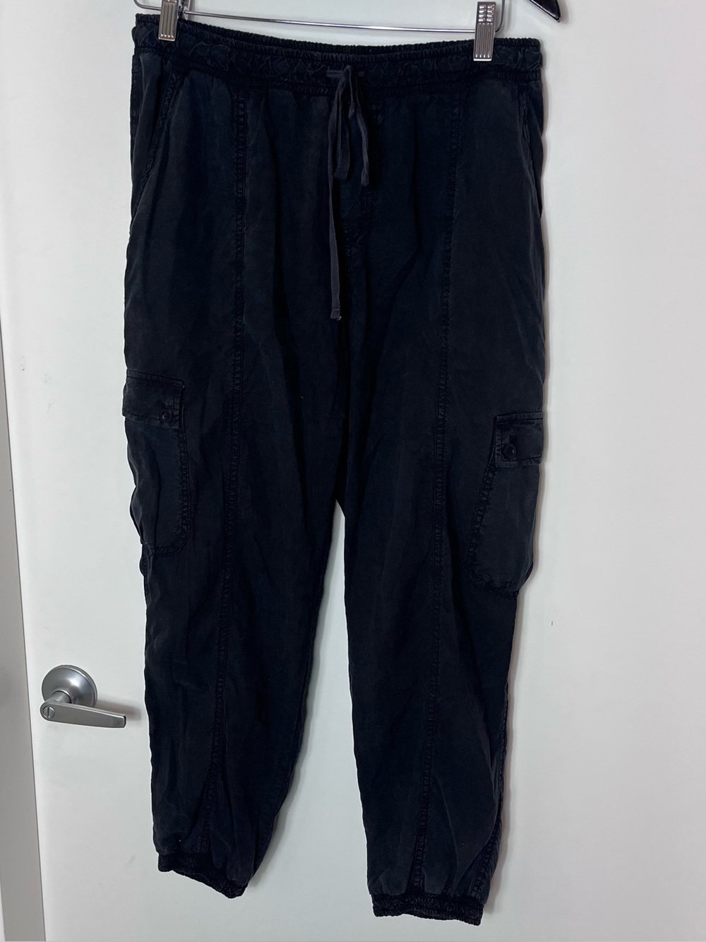Bella Dahl Effortless Cargo Track‎ Pants Dark Pockets Casual Jogger Tencel Large